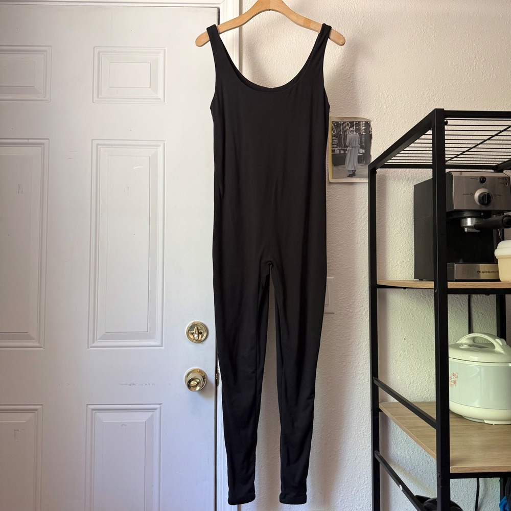 BUMPSUIT black knit scoop neck maternity lounge sleeveless catsuit jumpsuit